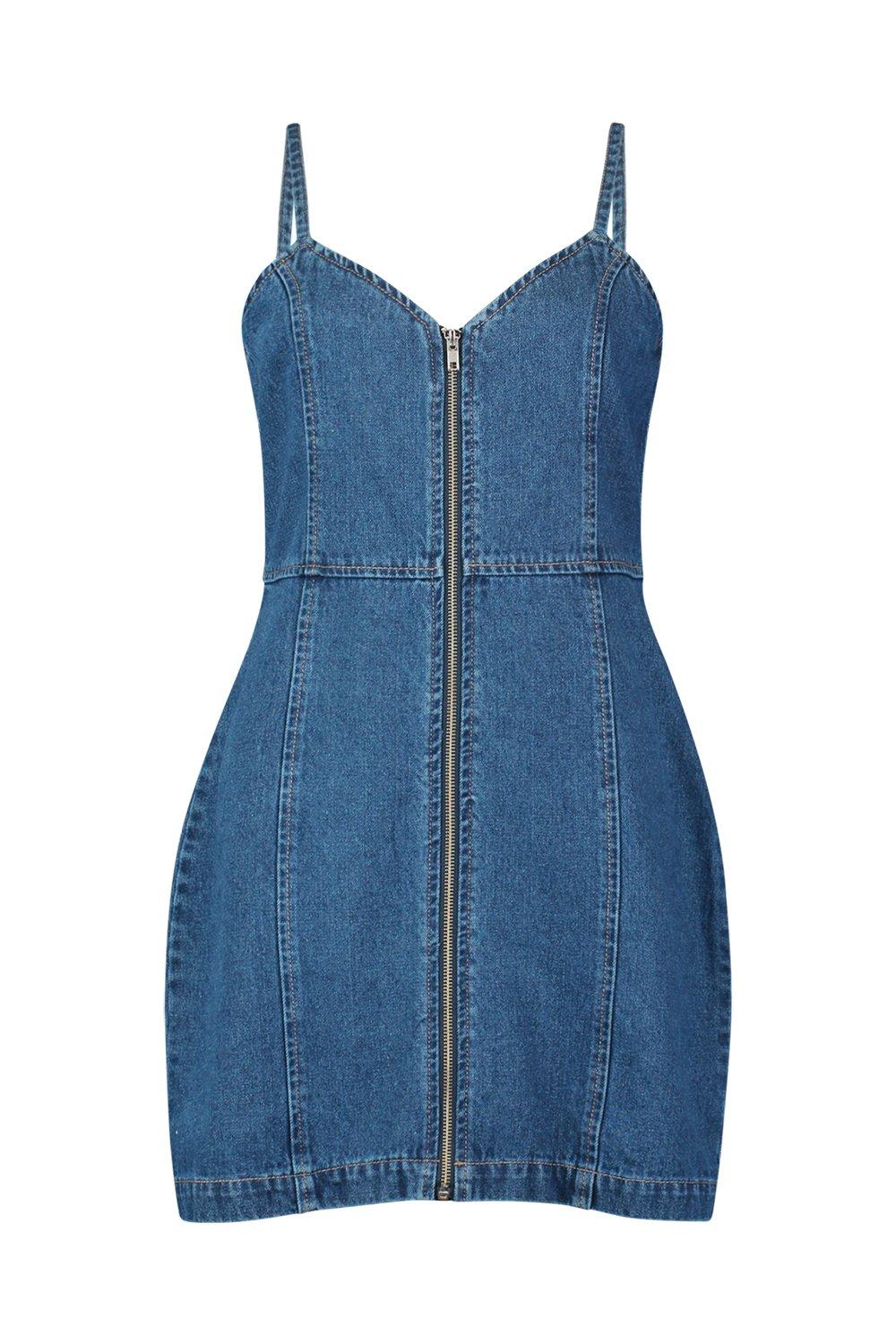 Denim dress with front 2024 zip